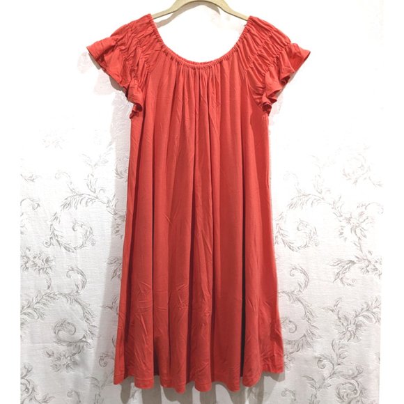 Ruffle Peasant Flowy Shift Dress Tent Dress PM Breezy Cottagecore Preppy Kawaii - Picture 2 of 4